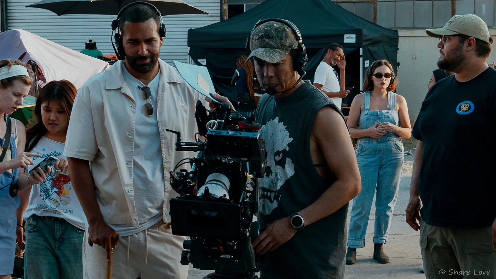 Andrew Reid with the camera crew on the set of MELODY.